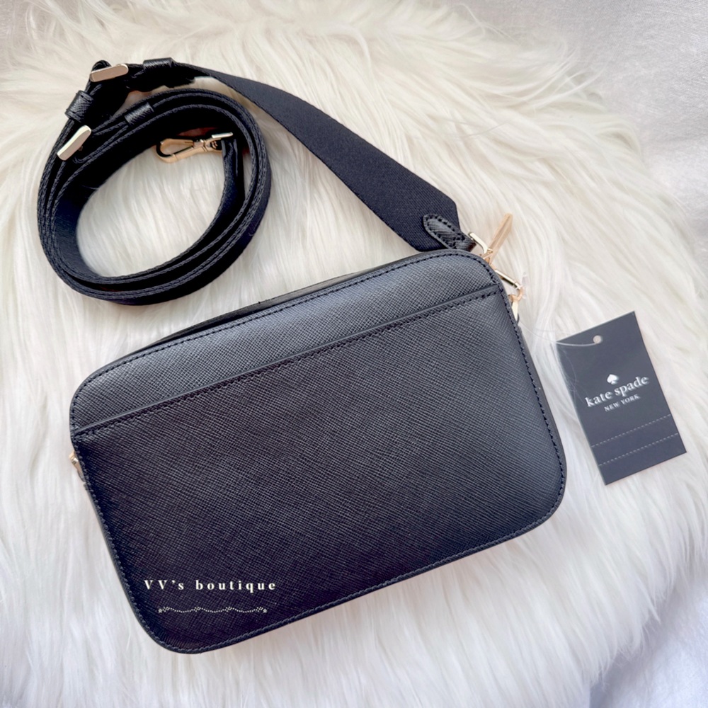 NWT Kate Spade Madison Saffiano Leather Mini Camera Crossbody Bag Black KC584 - Picture 2 of 9